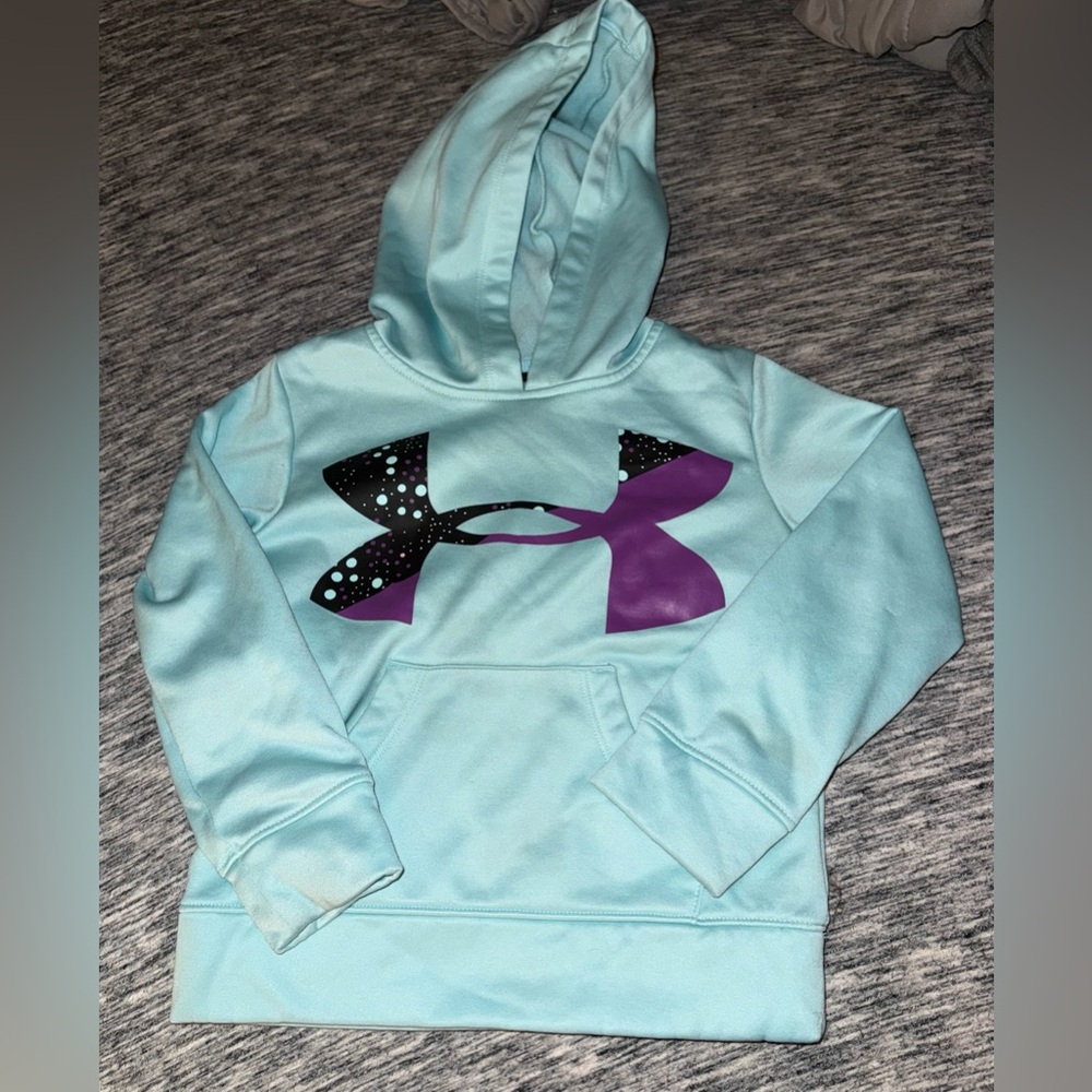 Under Armour Girls' Light Blue Hoodie with Purple Logo